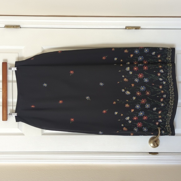 Villager Liz Claiborne 90's Vintage Floral High Waisted Straight Midi Skirt 14 - Picture 1 of 11